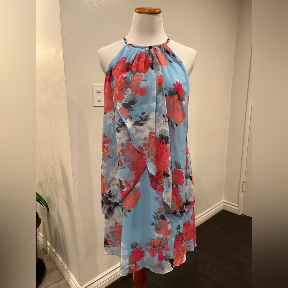 SLNY Layered Light Blue Sleeveless Short Dress NWT Size 12